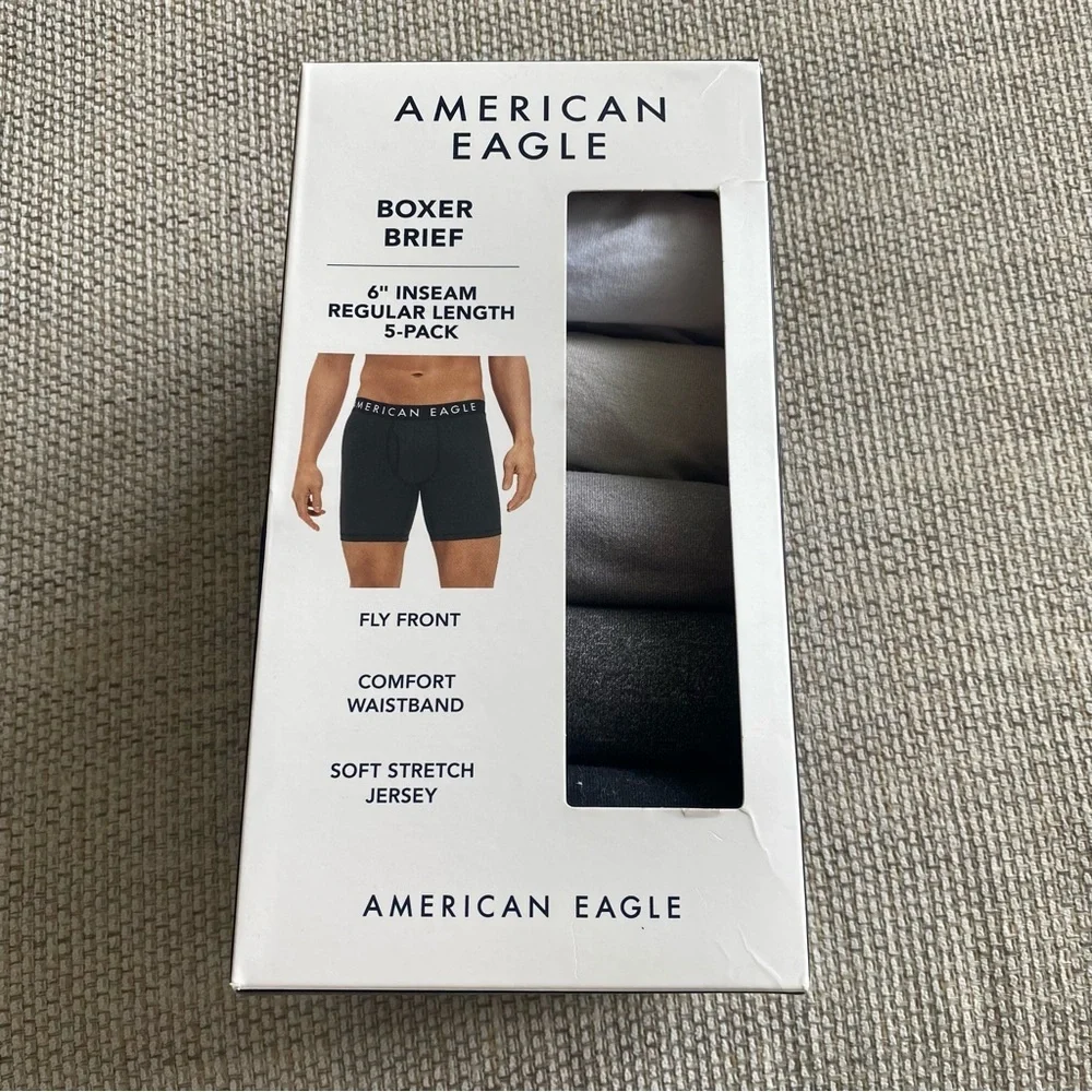 American Eagle Outfitters Men’s Black Performance Boxer Briefs pack of 5 xs